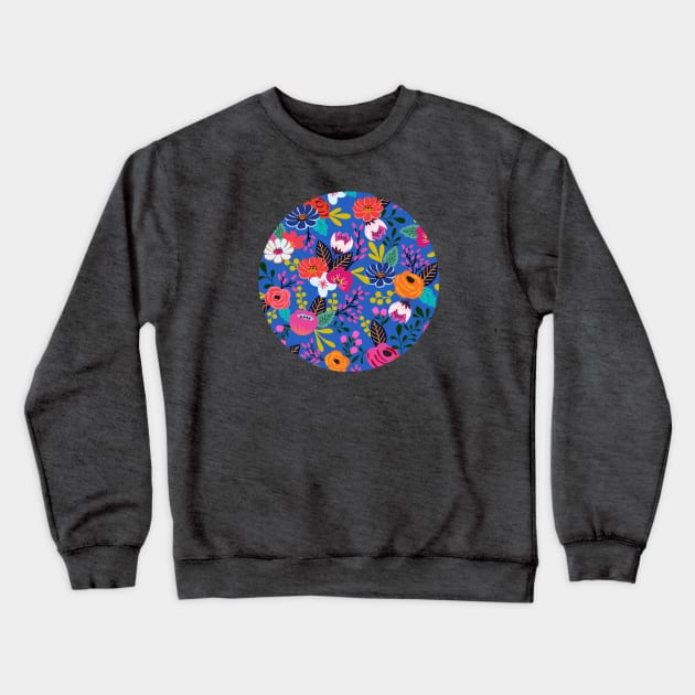 Bright boho hand drawn flower pattern Crewneck Sweatshirt by Jennifer Ladd